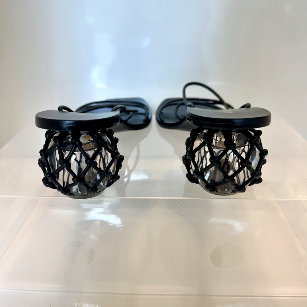 Authentic Cult Gaia Black Strappy Geometric Clear Ball Heel Sandals - Picture 5 of 12